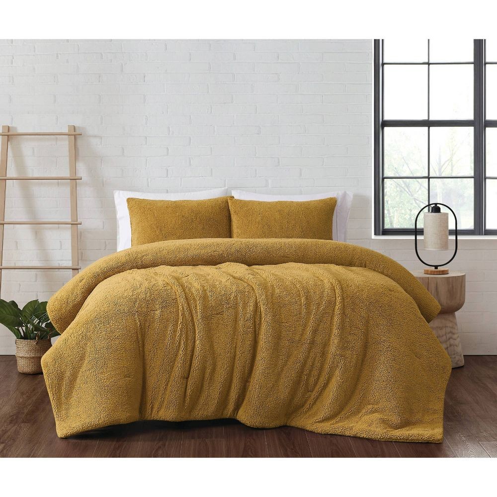 Brooklyn Loom 3pc Full/Queen Marshmallow Comforter Set Mustard