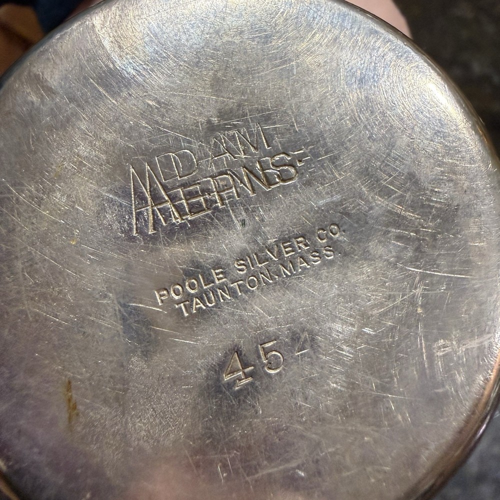 Antique Poole Silver Co EPNS Cream & Sugar set Adam Silverplated Monogrammed “T”