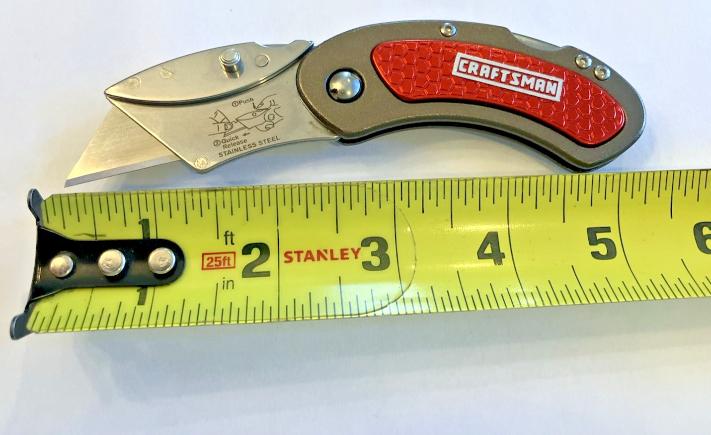 SEARS CRAFTSMAN #38000 NOS Folding Lockback Utility Knife w/Belt Clip *RED*