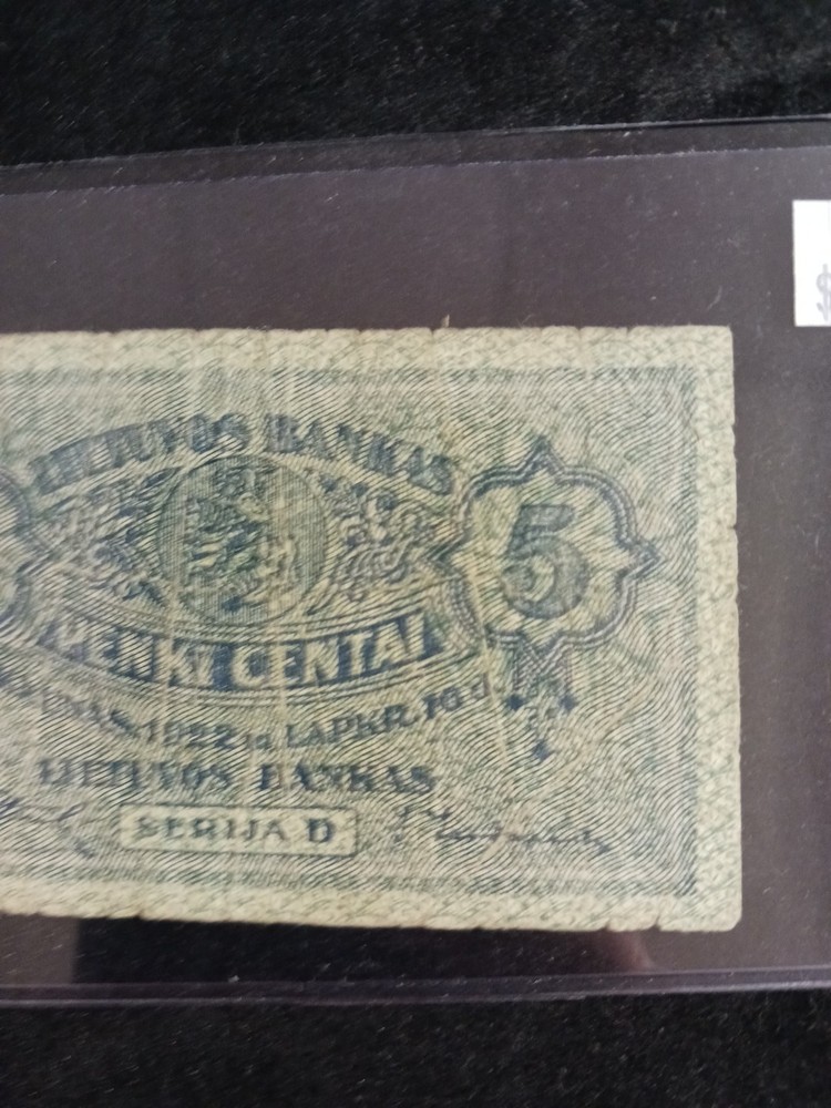 1922 Lithiania 5 Centai
