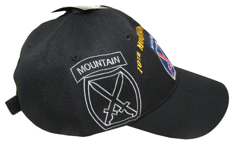 Official US Army Licensed 10th Mountain Div Black Cap Hat