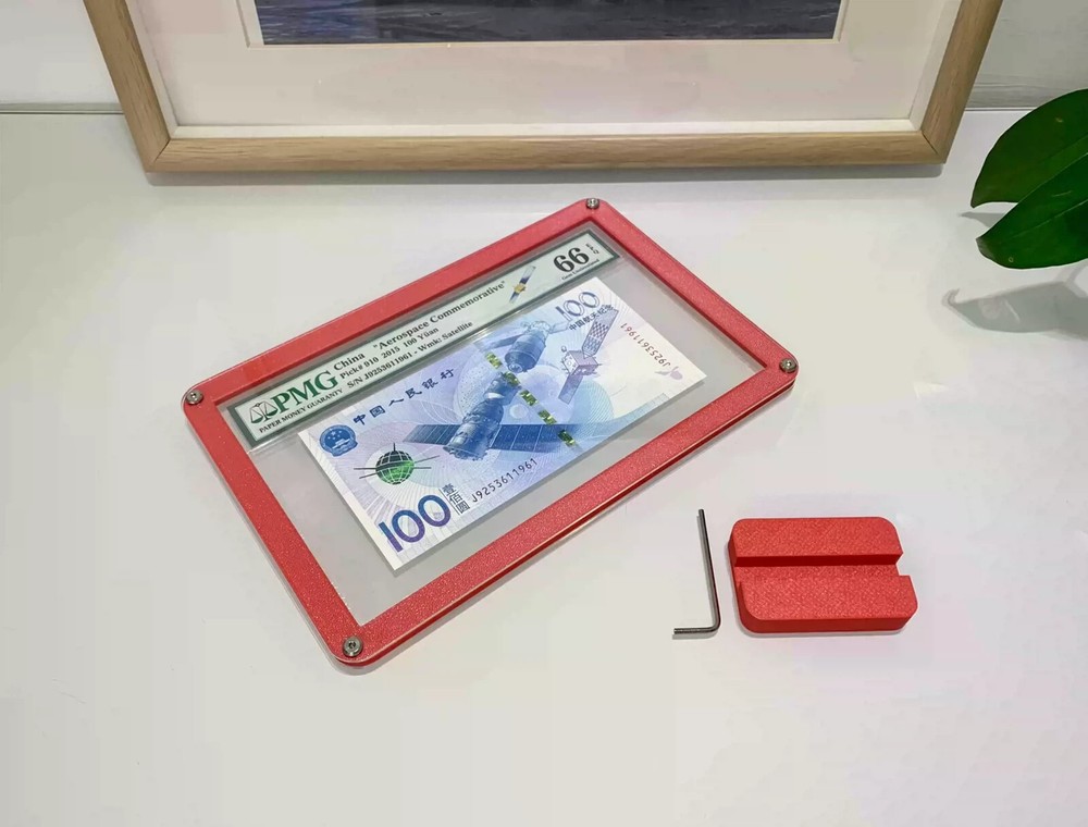 Red Display Frame Show Case with Stand For PMG Banknotes Holder