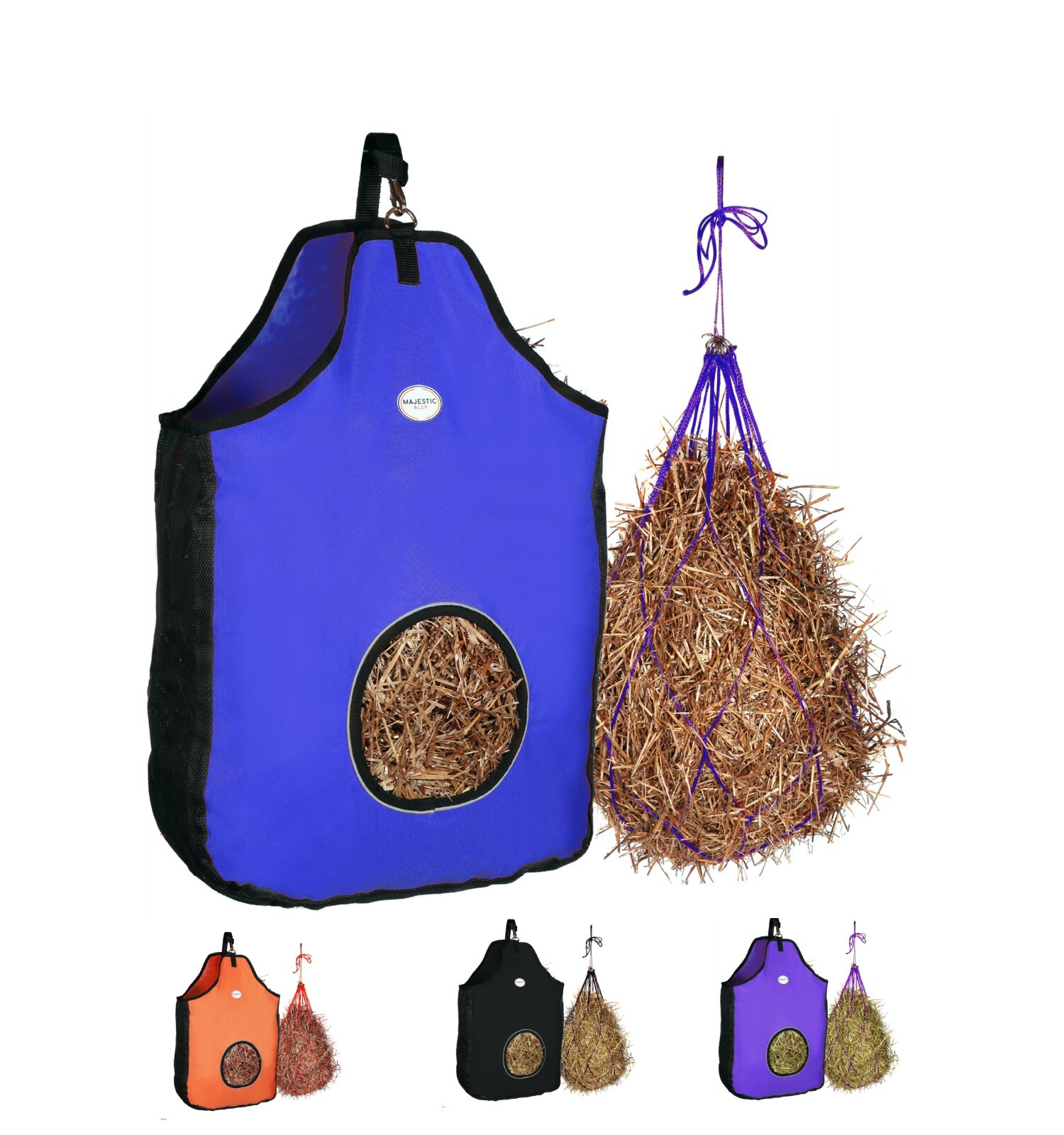 Majestic Ally 1200 D Hay Feeder Tote Bag for Horse, Sheep come with 36" Hay Net