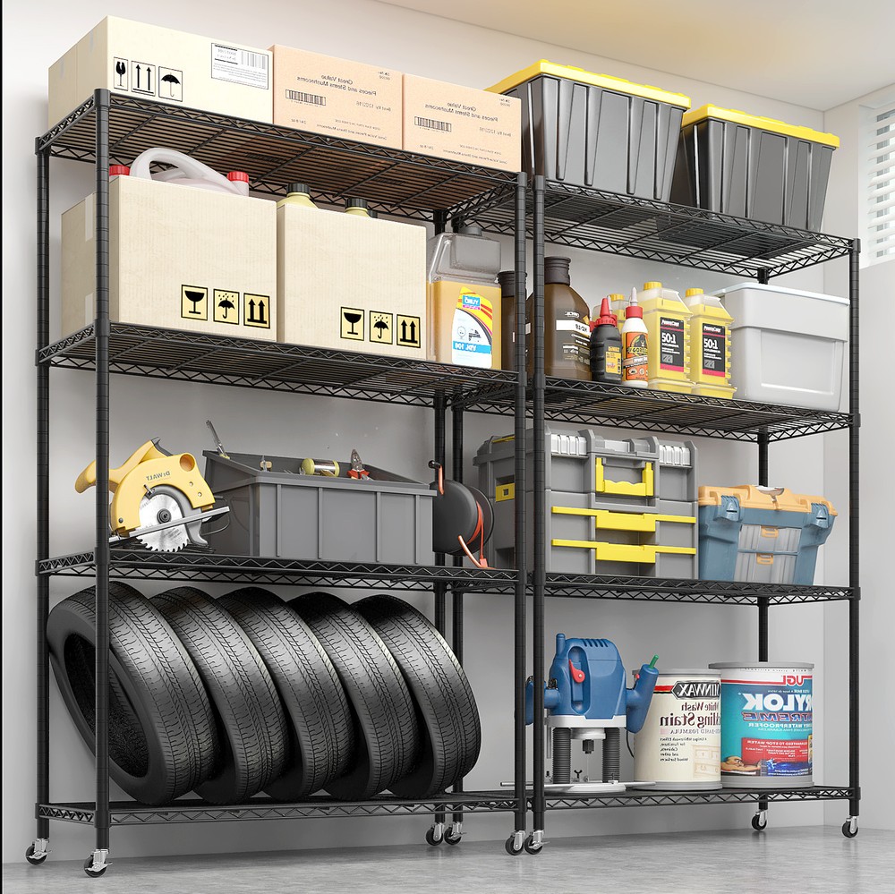 65"H Wire Rolling Shelving Unit on Wheels Adjustable Storage Rolling Wire Rack
