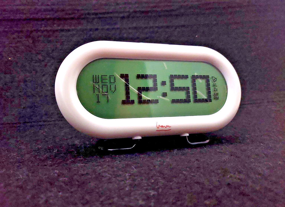 MICHAEL GRAVES DESIGN Postmodern Pearlized White LCD Display Alarm Clock & Date!