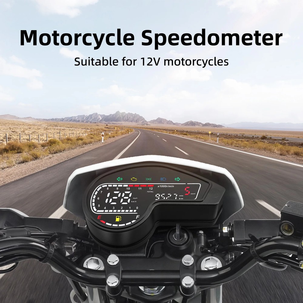 Universal Motor Digital Speedometer LED Tachometer Dashboard Instrument Panel