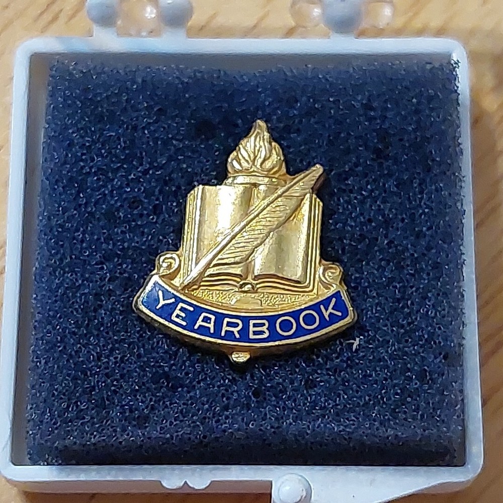 Yearbook Lapel Pin Quill and Script Tie Pin