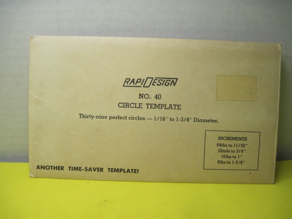 VintRapiDesign Circle Template No. 40 w/envelope; Engineering Drawing Drafting