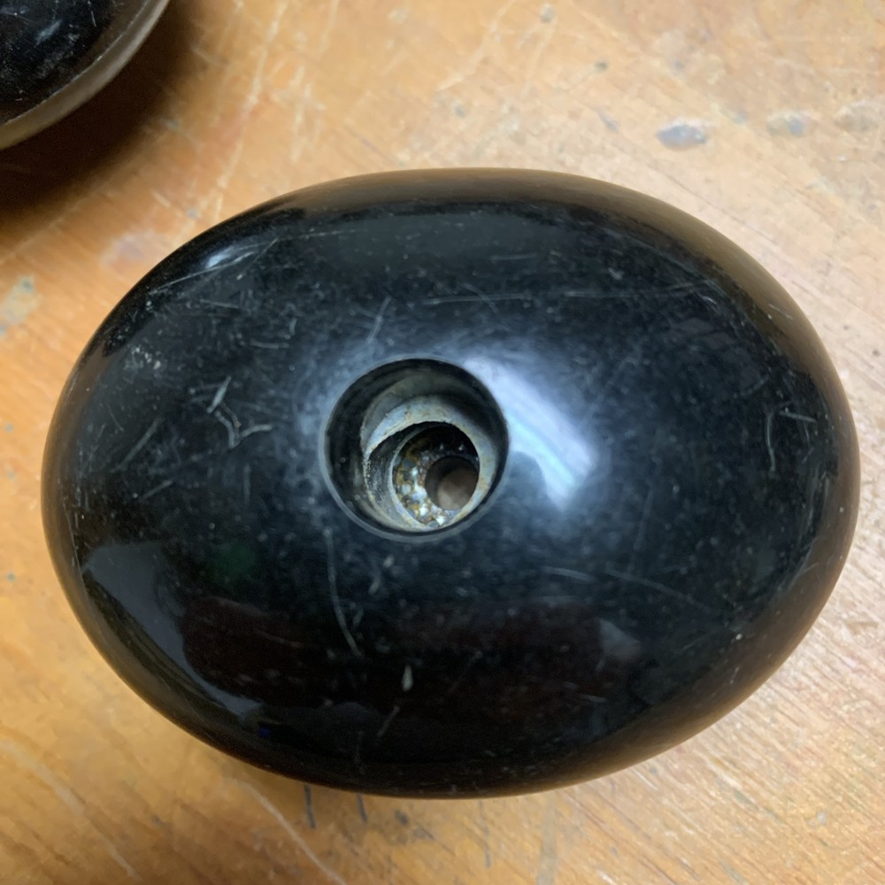 2 Vintage Black Oval Bakelite Knobs Gear Shift Pressure Valve 2.5"