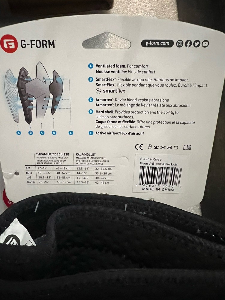 New G-Form E-Line Knee Guards Black Medium