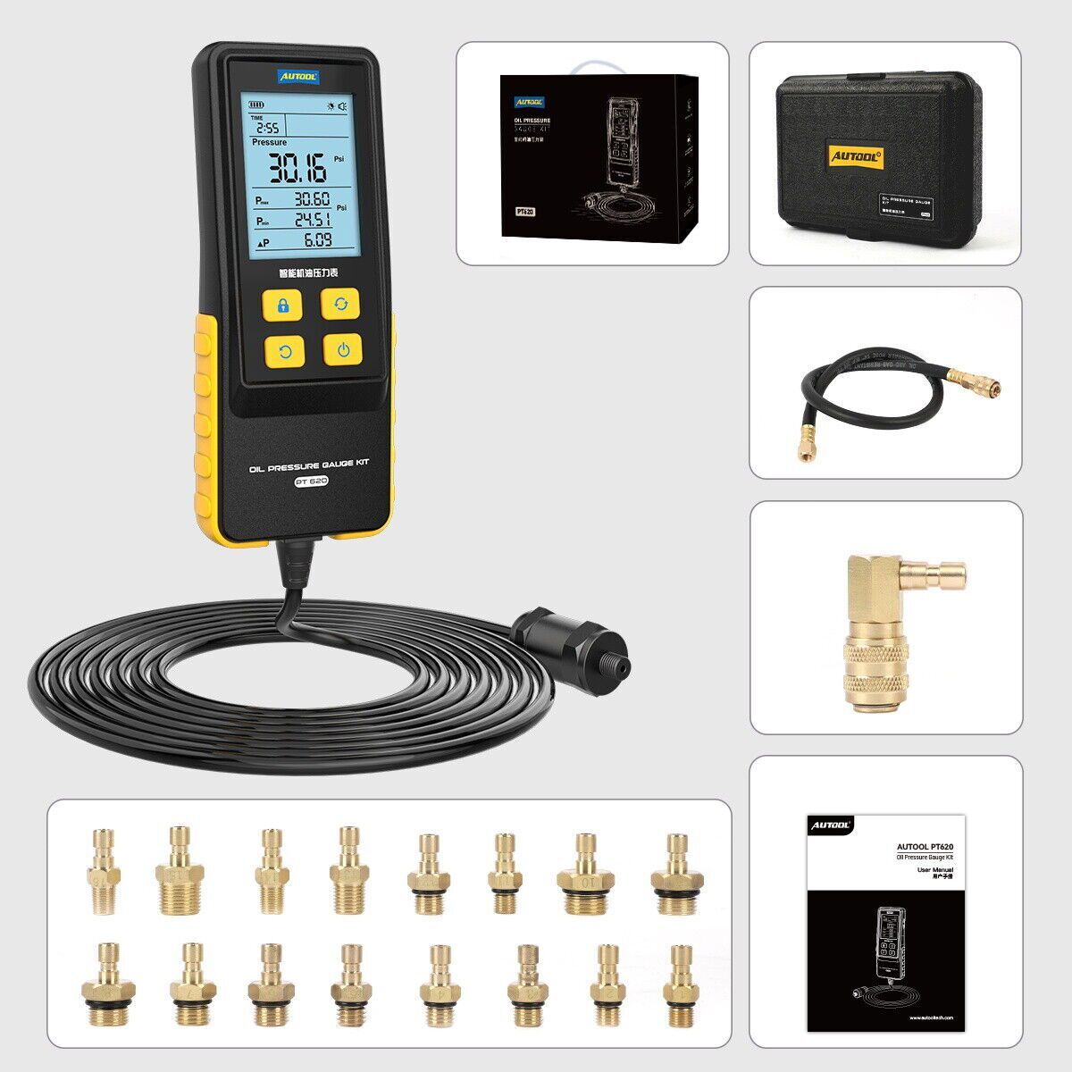 Oil Pressure Tester Kit Tool 0-426 PSI Engine Oil Pressure Tester Digital Gauge