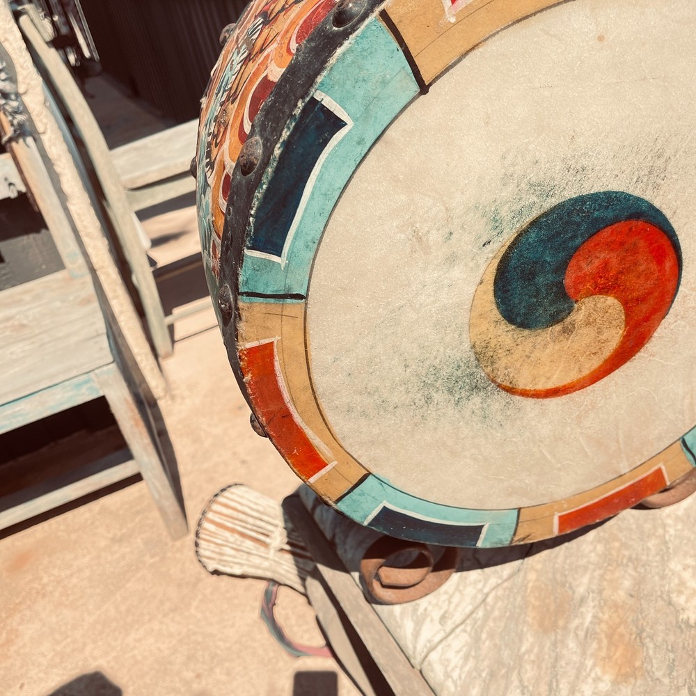 Vintage hand painted Taiko drum