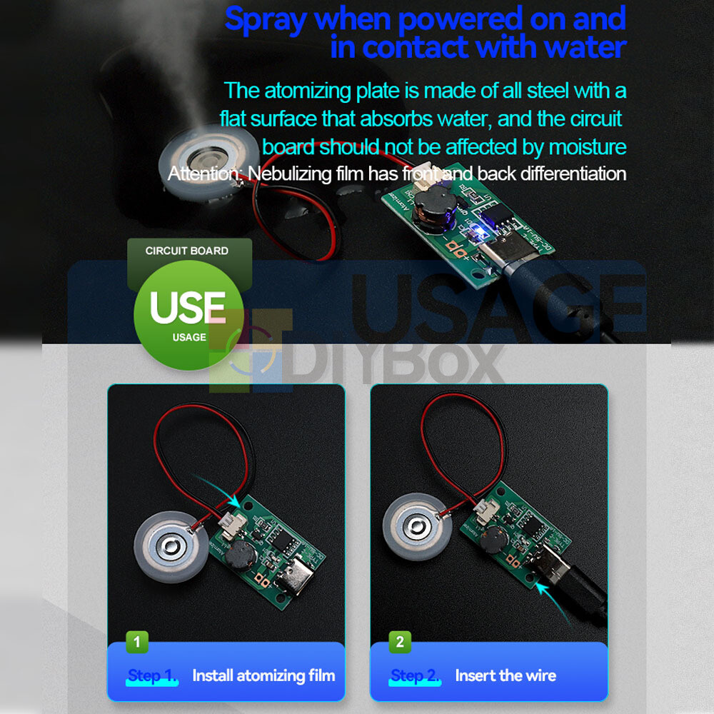 DIY Type-C Ultrasonic Mist Maker Atomizing Module Humidifier With Atomizer Sheet