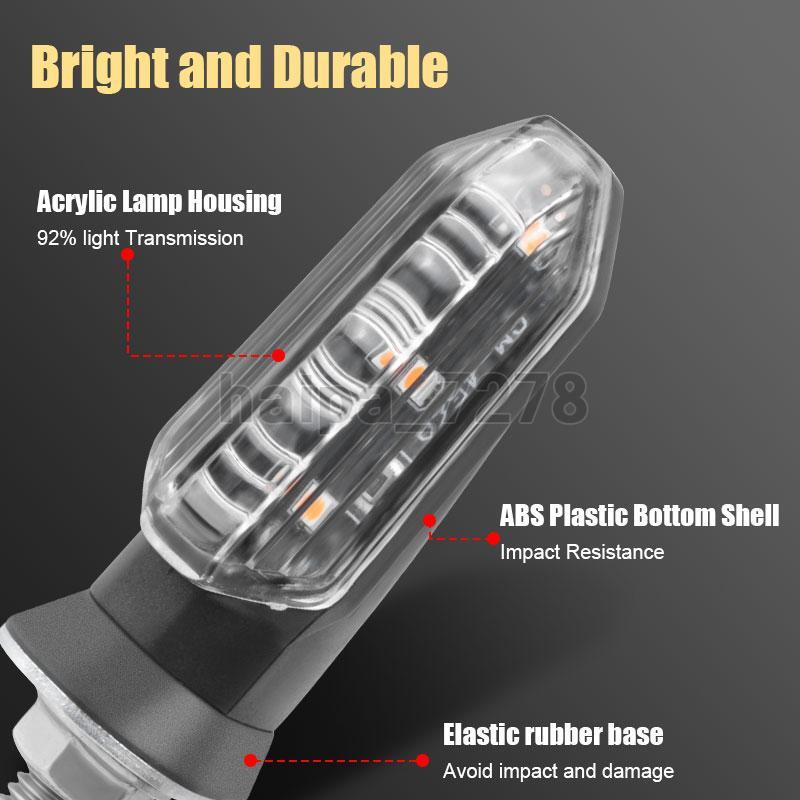 2X Motorcycle LED Flowing Turn Signal Light Smoke Amber Indicator Sequential