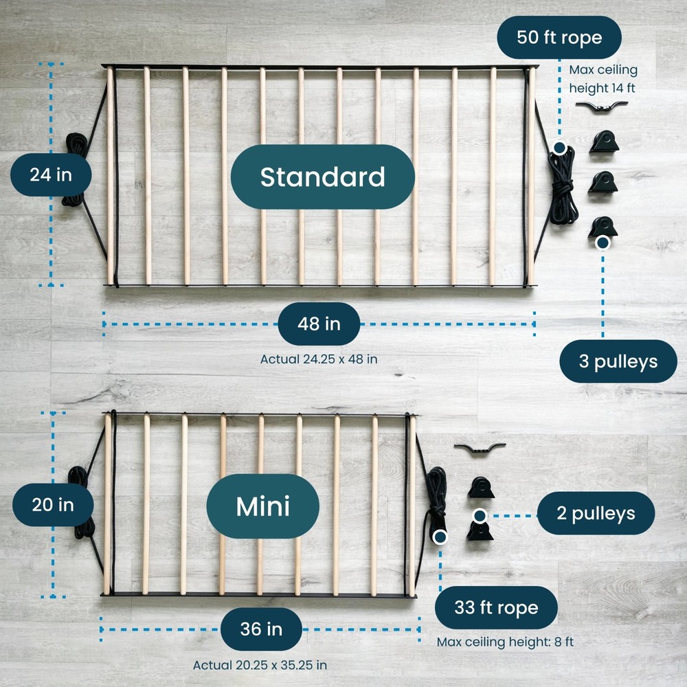 The Nice Rack ceiling-hung laundry drying rack