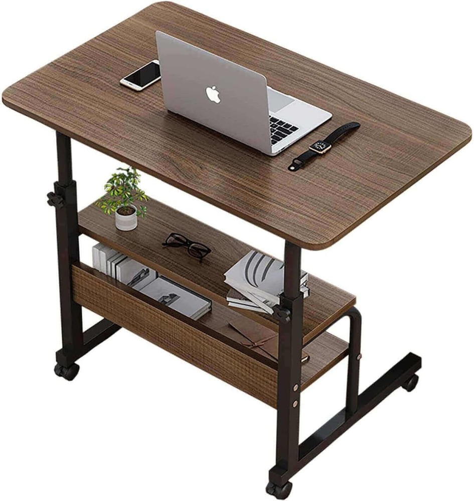 Adjustable Height Durable Computer Desk Small Space Rolling Writing W/ Wheels