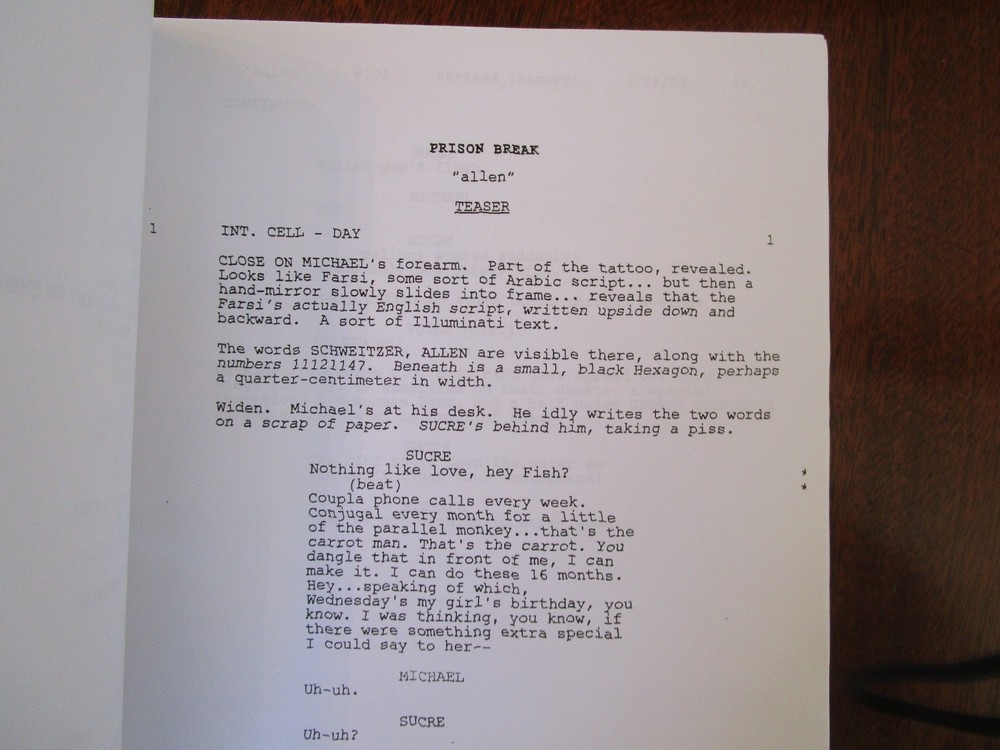 Prison Break 2005 Studio TV Signed Script Pilot Wentworth Miller Dom Purcell +