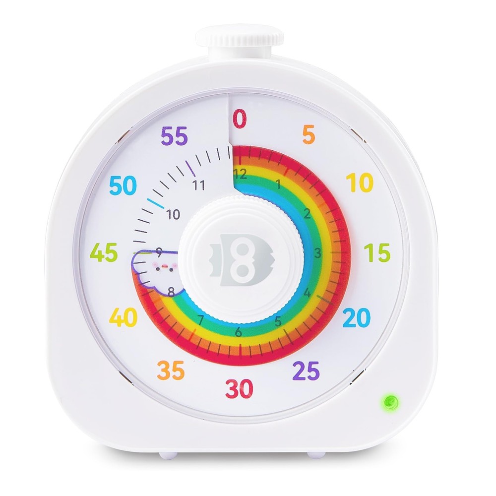 Rainbow Visual Timer for Kids - 60min/12h Magnetic Countdown Timer, Rechargeable