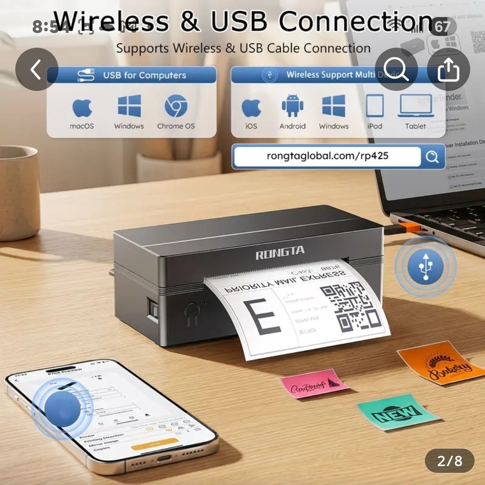 203 DPI Wireless Thermal Printer RP425 - NEW -