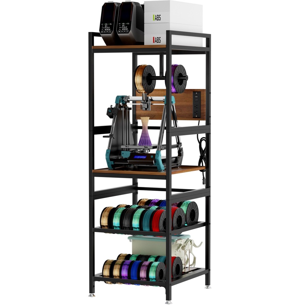 3D Printer Stand with Filament Storage Metal Frame T-Type Holder Power Panel
