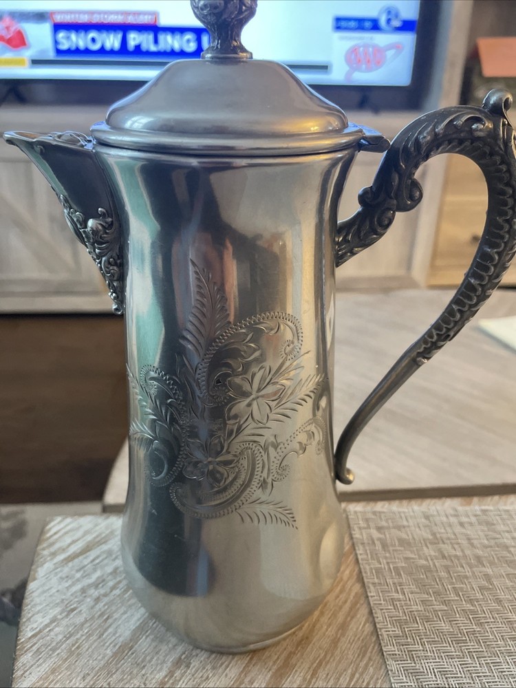 Antique EG Webster & Son Quadruple Plate Silver-Plated Teapot Engraving W 217