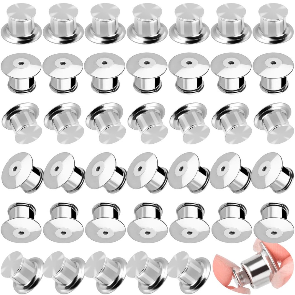 YGAOHF 60PCS Locking Pin Backs for Enamel Pins, Secure Small, silver