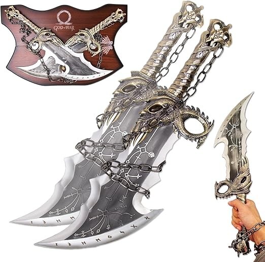 [OPEN BOX]God of War,Blades of Chaos Sword Twin Blades, Kratos Metal!