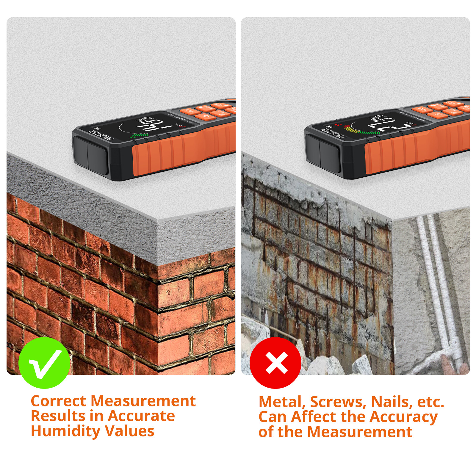 PROSTER Wood Moisture Meter Rechargeable Pinless Humidity Tester Wall Firewood