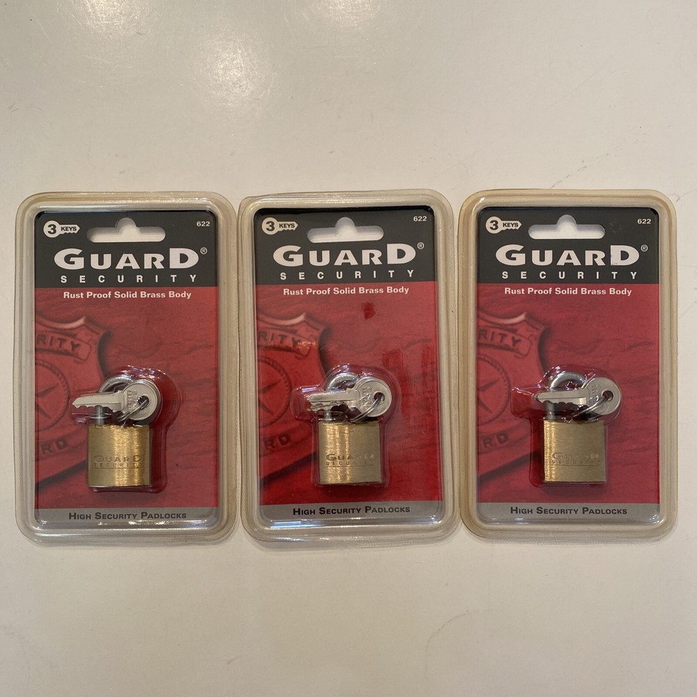 Guard Security Rust Proof Solid Brass Locks w/ Keys 622 - Lot 3 - New In Package