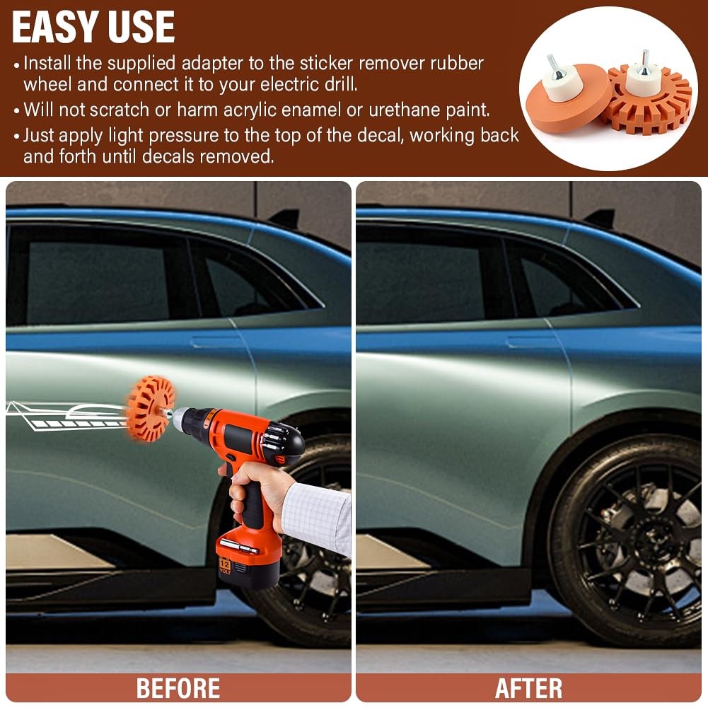 Decal Remover Eraser Wheel, Remove Car Decals, Car Stripes Vinyl Tapes and