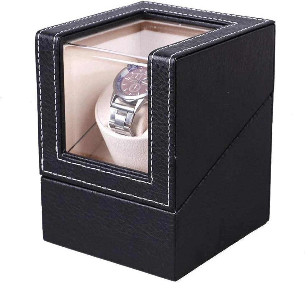 Automatic Rotation Single Watch Winder Box Leather Storage Display Case Gift US