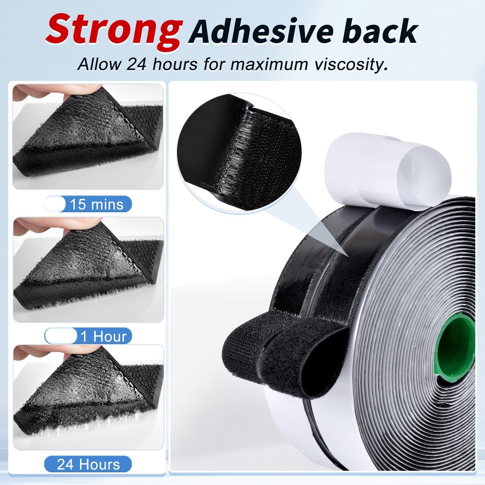 27Ft X 1 Inch Hook and Loop Strips with Adhesive, Double Sided Self Adhesive,