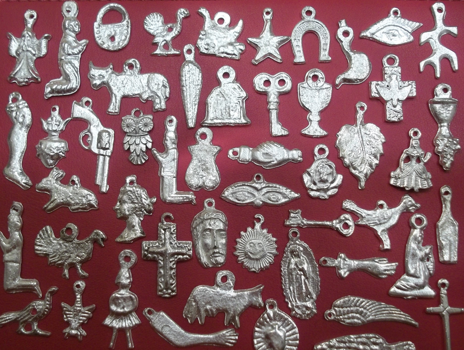 25 Milagro Miracle Charms Mexican Folk Art SILVER Assorted  Exvoto Ex Voto