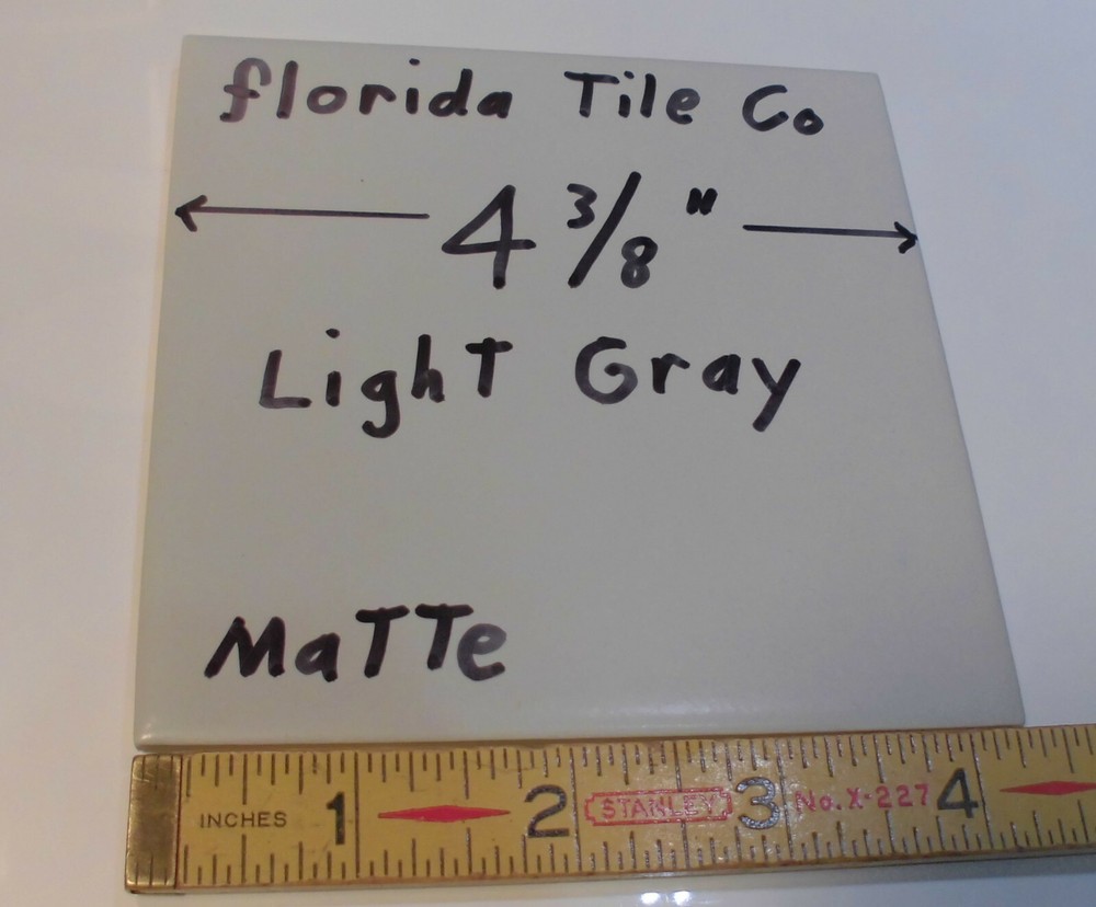1 pc. *Light Gray* Matte Ceramic Tile 4-3/8" by Florida Tile Co. NOS