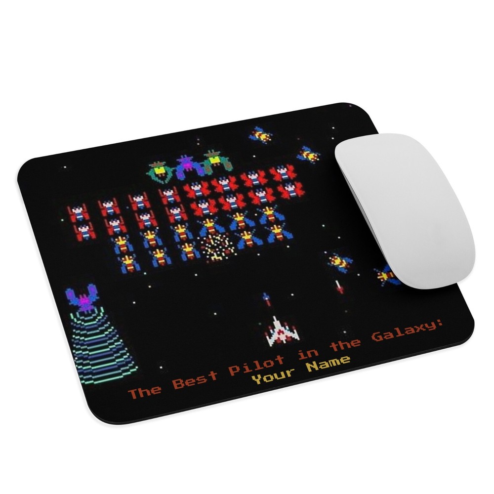 GALAGA - Your NAME !!! personalized  - Mouse Pad- Retro Gaming Computer Fan Gift