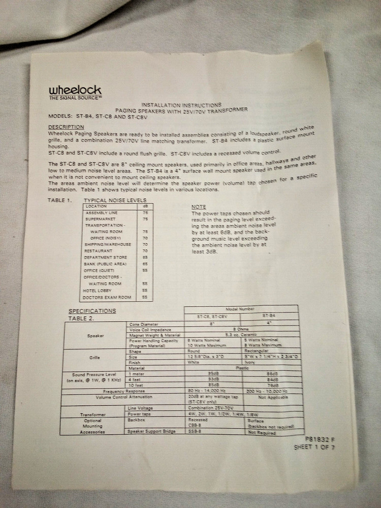 Wheelock ST-CB 70V ceiling speaker