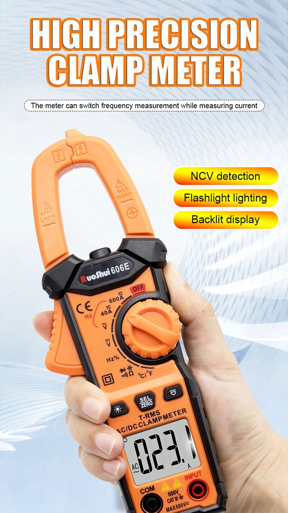 Digital Multimeter Tester AC DC Volt Amp Clamp Meter Auto Range LCD Handheld