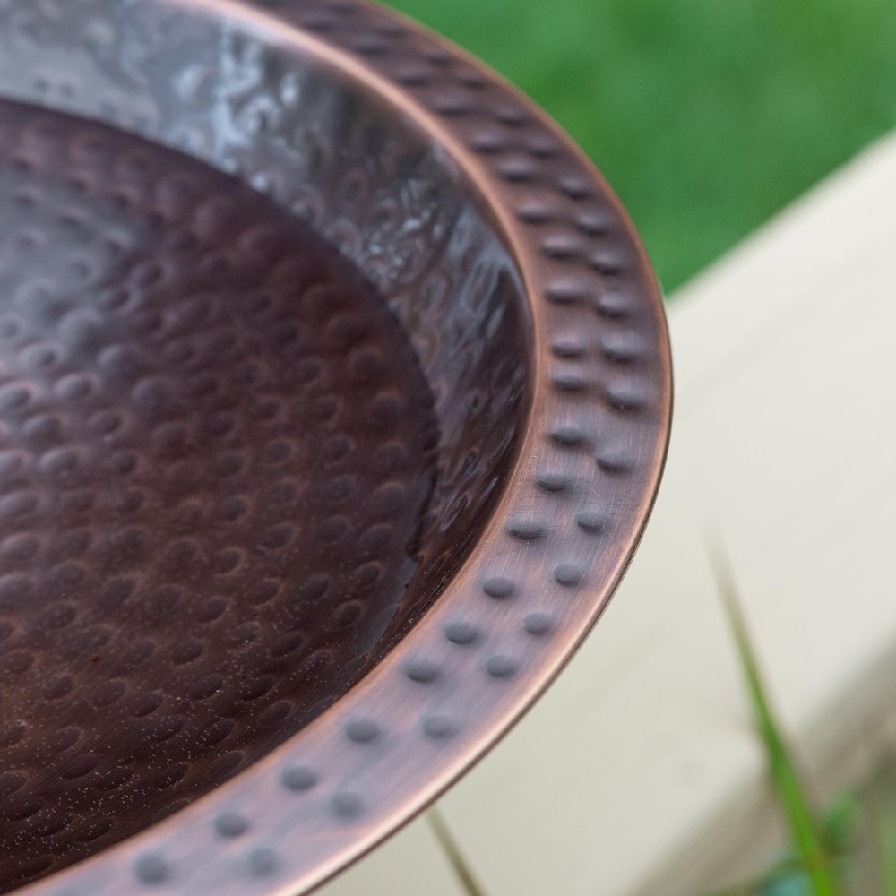14" Hammered Copper Birdbath for 4x4 Post