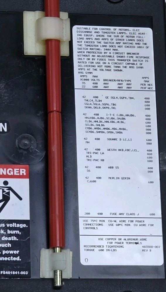 Asco Automatic Transfer Switch Series 7000 - Contactor 400A E07ATBA30400C5XC #1