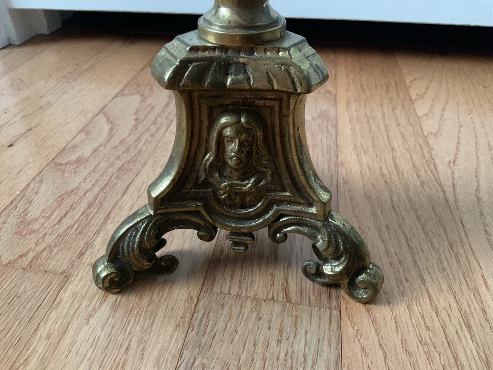 PAIR OF BRASS 16" JMJ HOLY FAMILY ALTAR CANDLE STICKS -175- (CHALICE CO.)