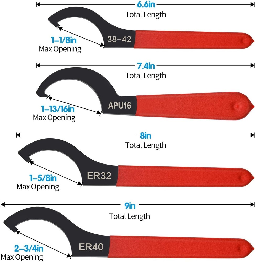 4 Pcs Coilover Wrench Spanner C-Shape Spanner Adjustment Tool Alloy Steel Rubber