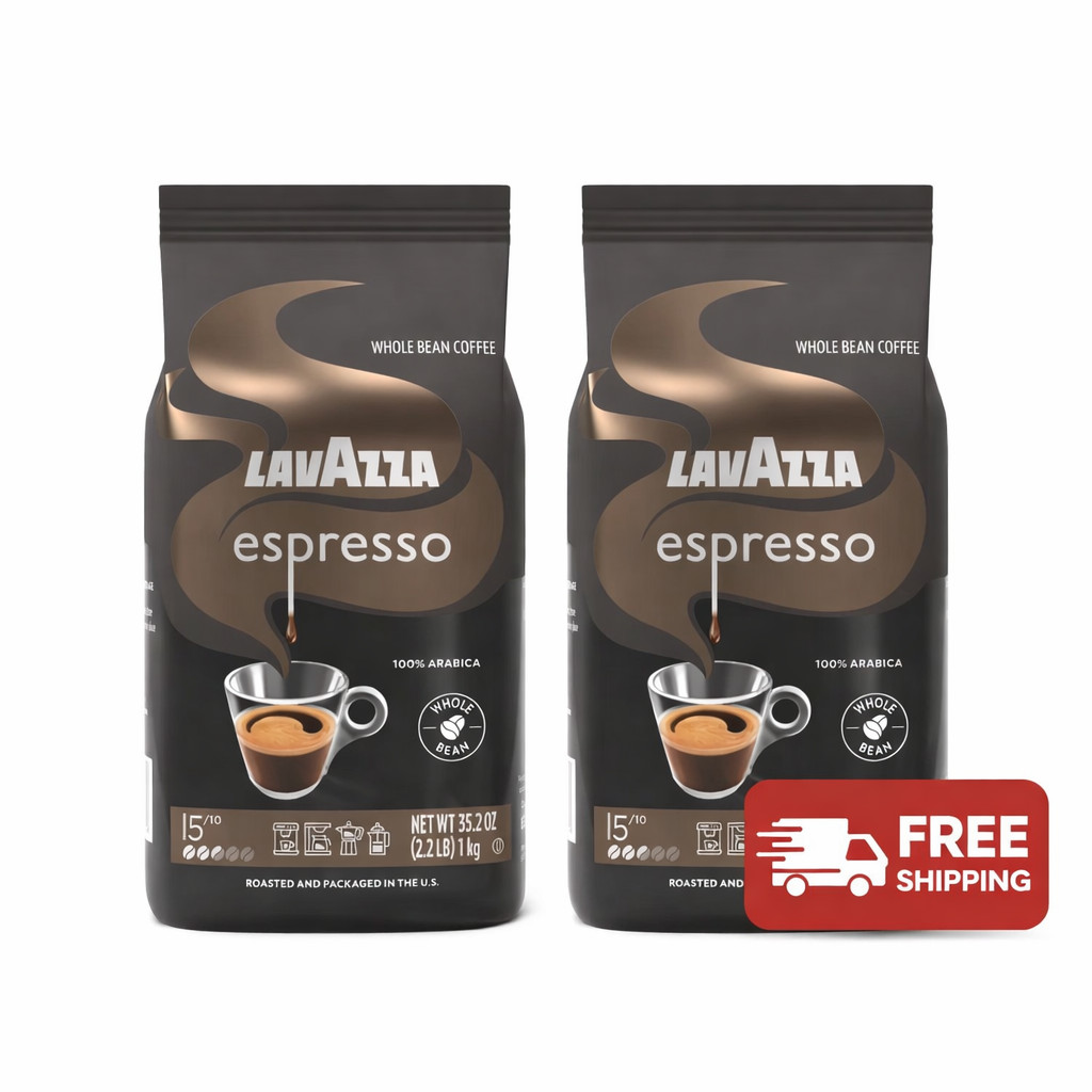 2 BAGS Lavazza Espresso Whole Bean Coffee, Medium Roast, 100% Arabica, 2.2 Lb ea