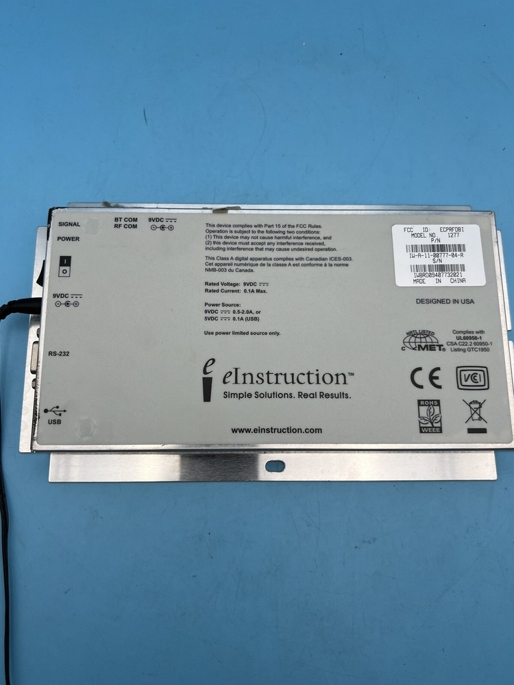 Einstruction Model 1277 Computer for Interwrite Dualboard 9V DC Tested Replaceme