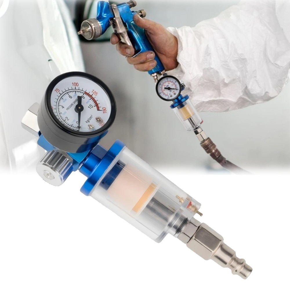 1/4" Spray Gun Air Regulator Gauge Air Pressure Regulator Paint Gun Filter