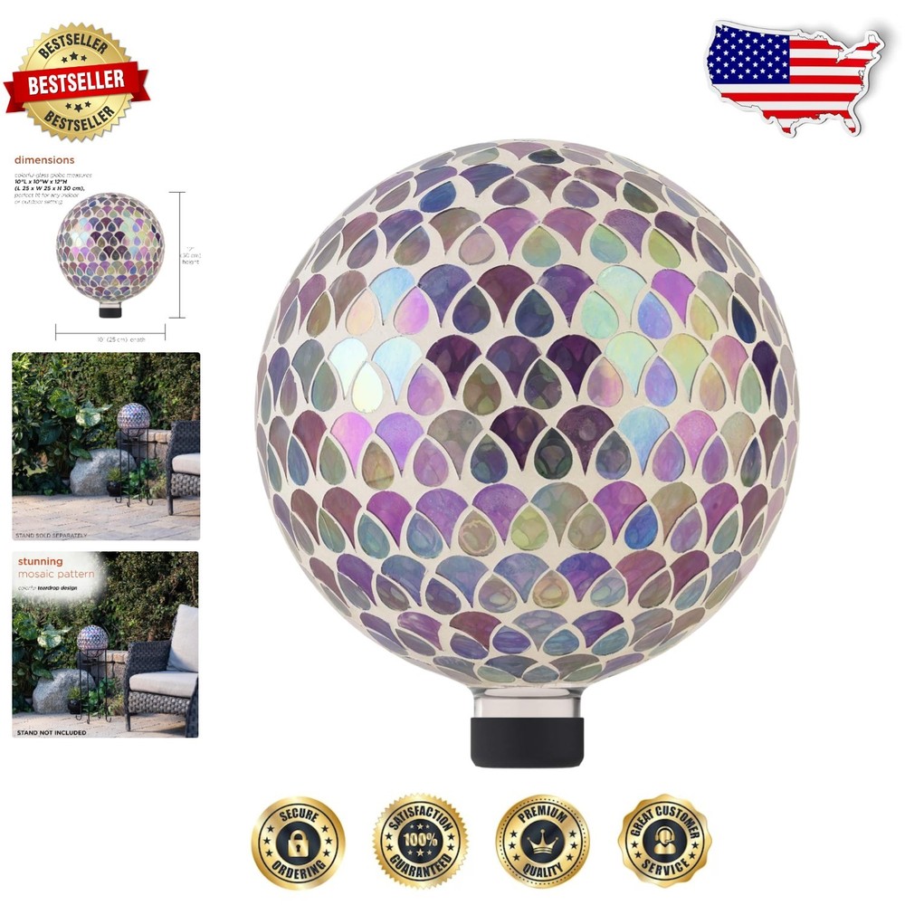 Outdoor Glass Gazing Globe 10" - Stunning Multicolor Teardrop Pattern