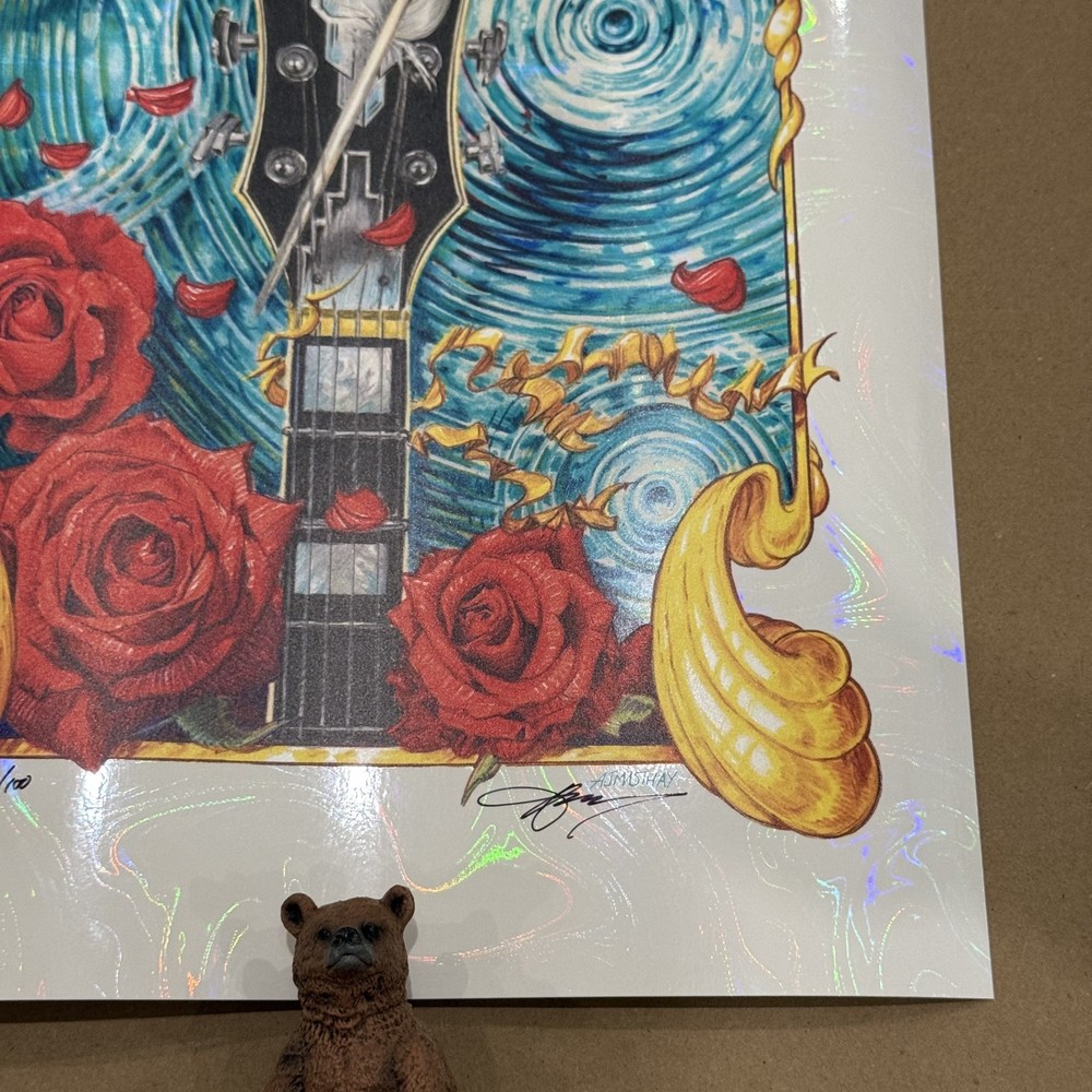 AJ Masthay 300 Years Bob Weir Tribute Poster White Swirl Foil Variant #21/100