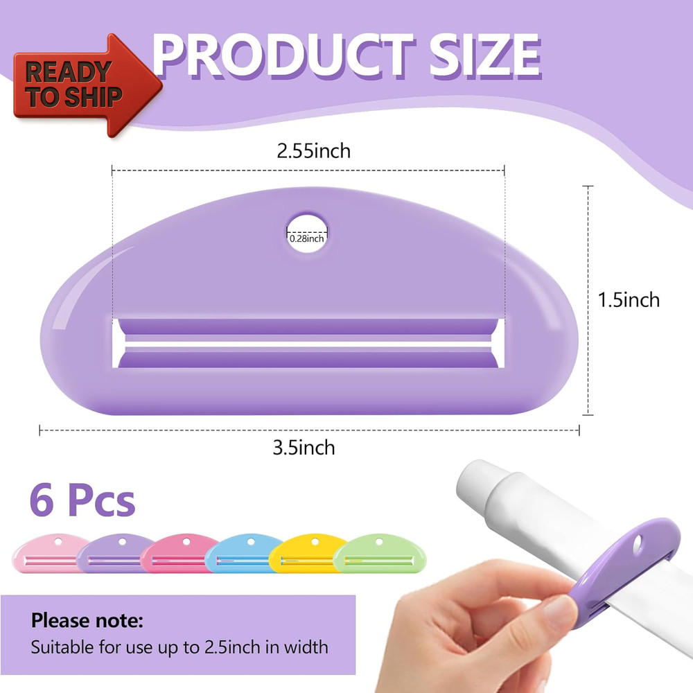 6 Pcs Toothpaste Squeezer Set, Plastic Toothpaste Saver, Hanging Toothpaste Dis