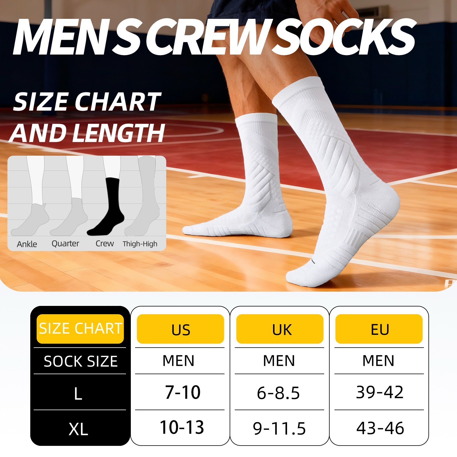 New Plain Mens Compression Crew Athletic Socks,Running Hiking Socks 5 pack