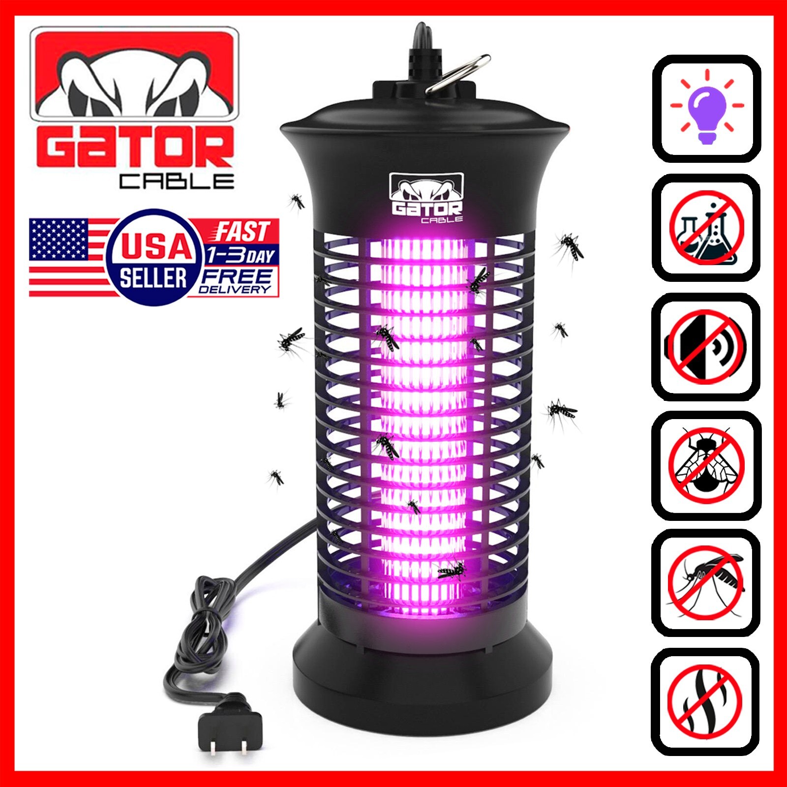 Electric Mosquito Insect Fly Bug Zapper Killer LED Light Trap Pest Control Lamp