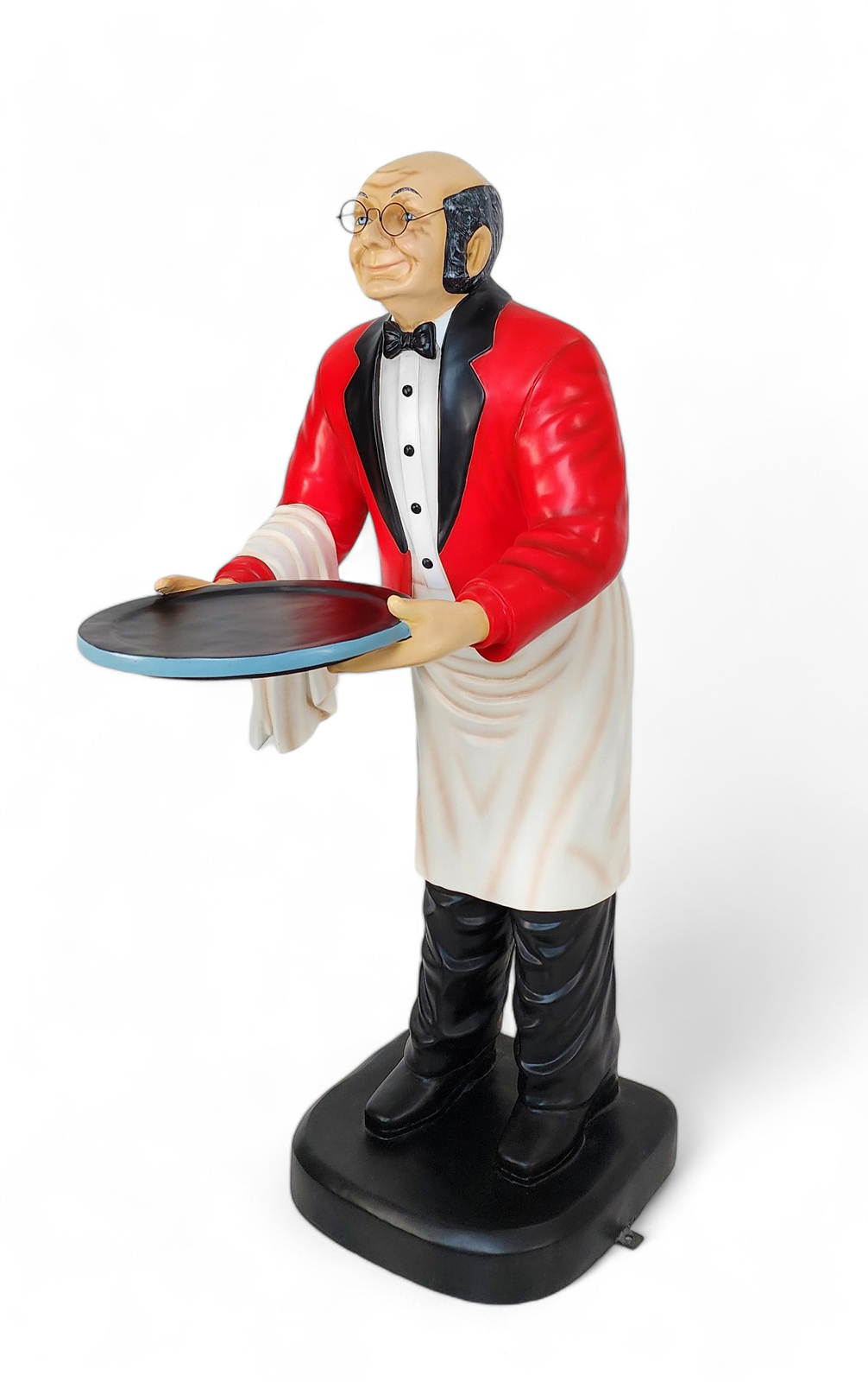 Waiter Old Man Butler Life Size Statue Holding Serving Tray 6FT Indoor & Outdoor